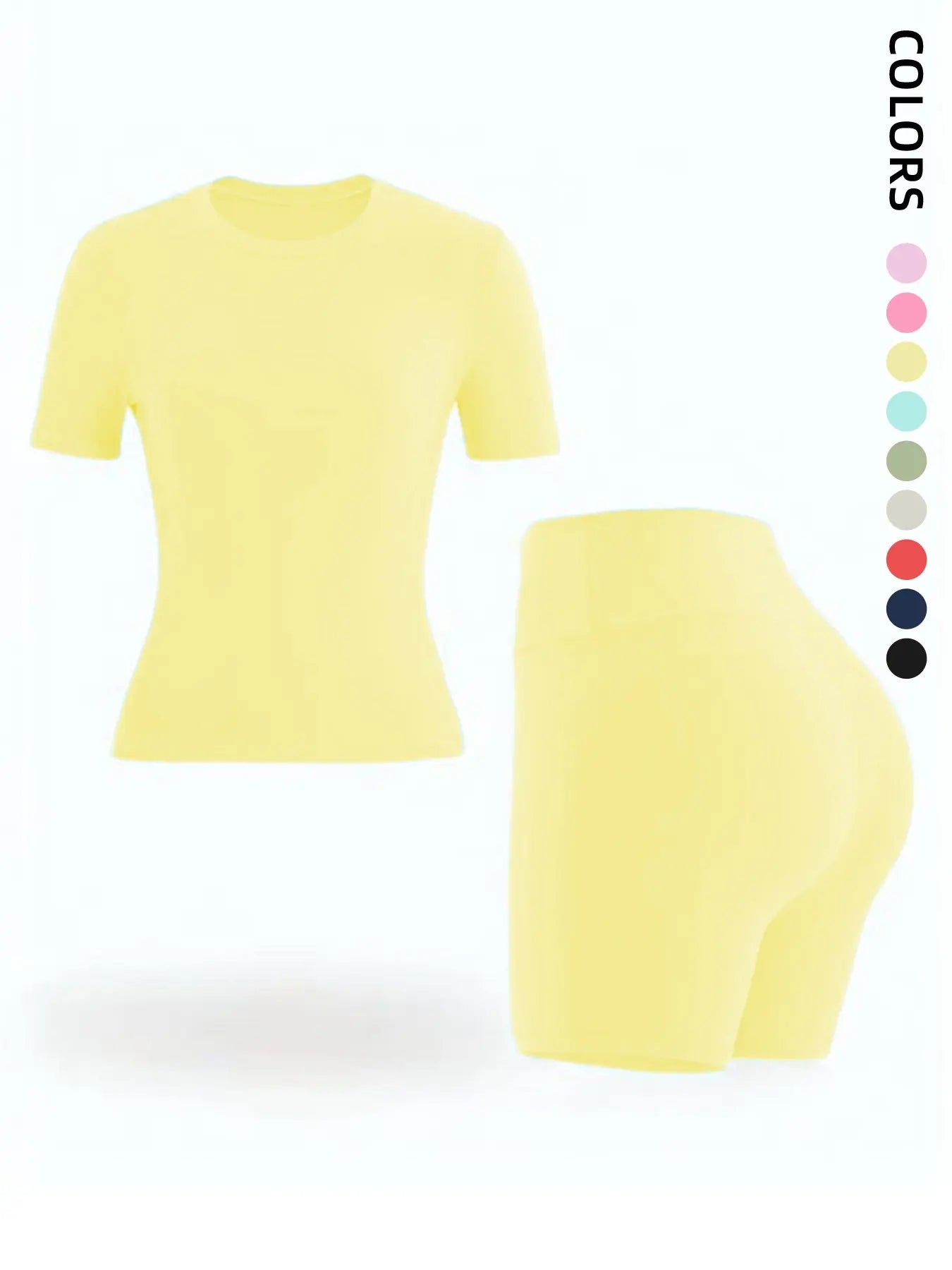New Women'S Sportswear Set Short Sleeve Top + Shorts Combo, Activewear Clothing, Gym Clothes Workout, Gym Sets, Slim-Fitting Summer for Yoga, Gym, Outdoor Sports, Casual Wear