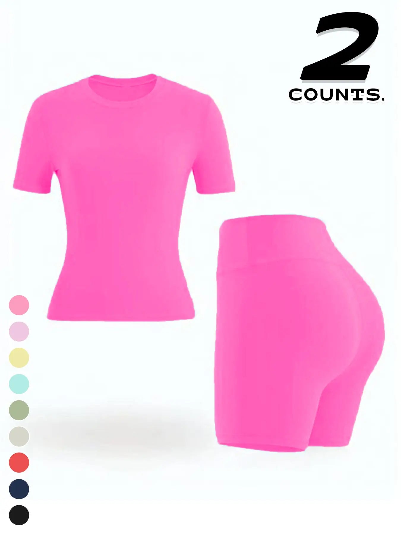 New Women'S Sportswear Set Short Sleeve Top + Shorts Combo, Activewear Clothing, Gym Clothes Workout, Gym Sets, Slim-Fitting Summer for Yoga, Gym, Outdoor Sports, Casual Wear