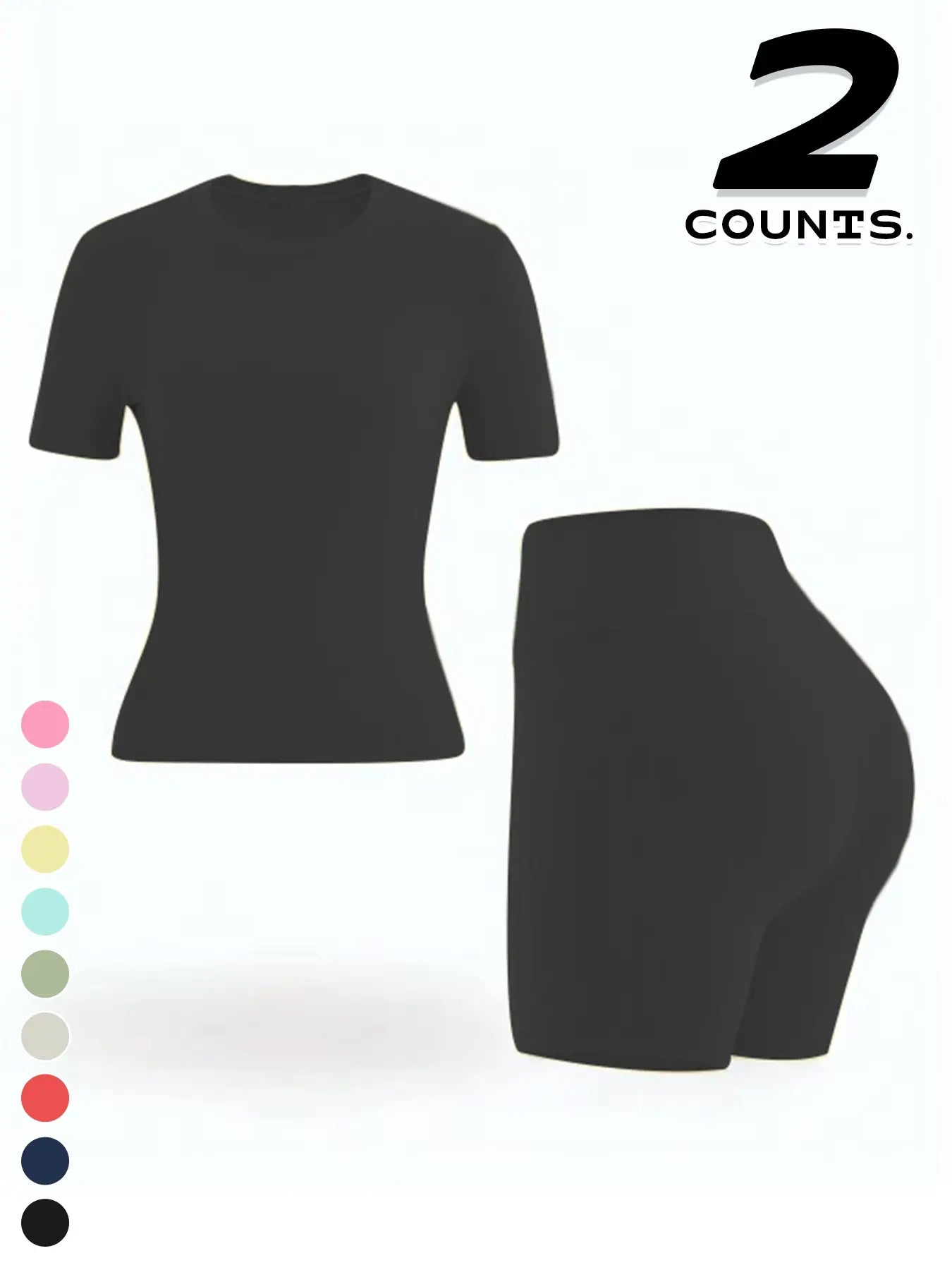 New Women'S Sportswear Set Short Sleeve Top + Shorts Combo, Activewear Clothing, Gym Clothes Workout, Gym Sets, Slim-Fitting Summer for Yoga, Gym, Outdoor Sports, Casual Wear