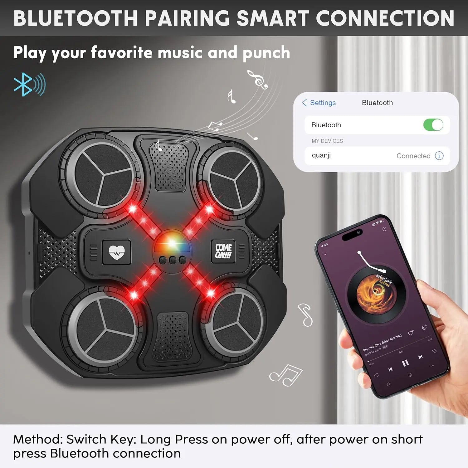 Music Boxing Four-Target Training Machine with Gloves - Wall Mount Fun Fitness for Kids,Music Boxing Machine，Boxing， Wall Mount Boxing Machine - Smart Fun Fitness Gear for All Ages,Interactive Boxing Trainer - Enhance Workout Fun with Free Boxing Gloves