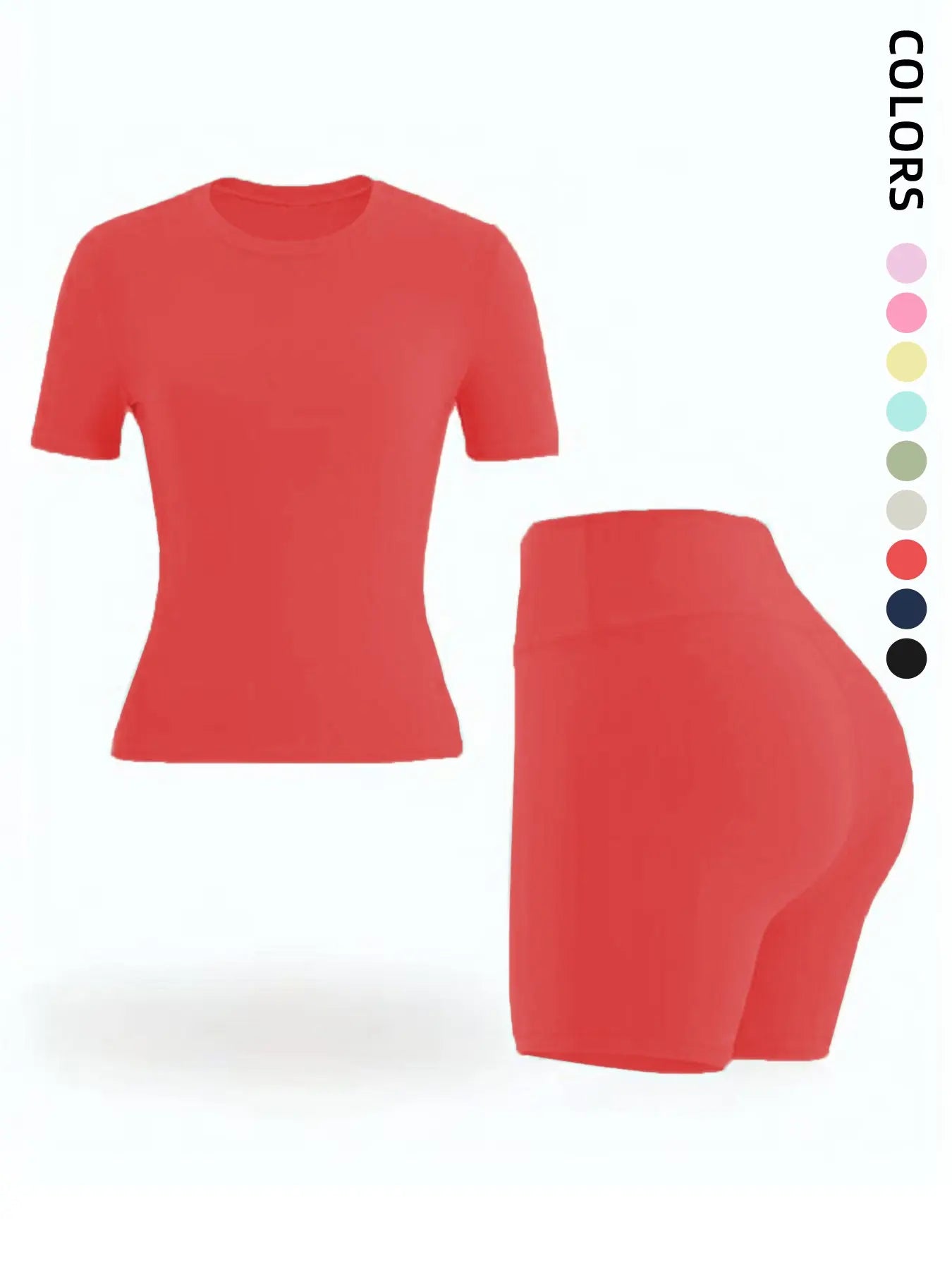 New Women'S Sportswear Set Short Sleeve Top + Shorts Combo, Activewear Clothing, Gym Clothes Workout, Gym Sets, Slim-Fitting Summer for Yoga, Gym, Outdoor Sports, Casual Wear