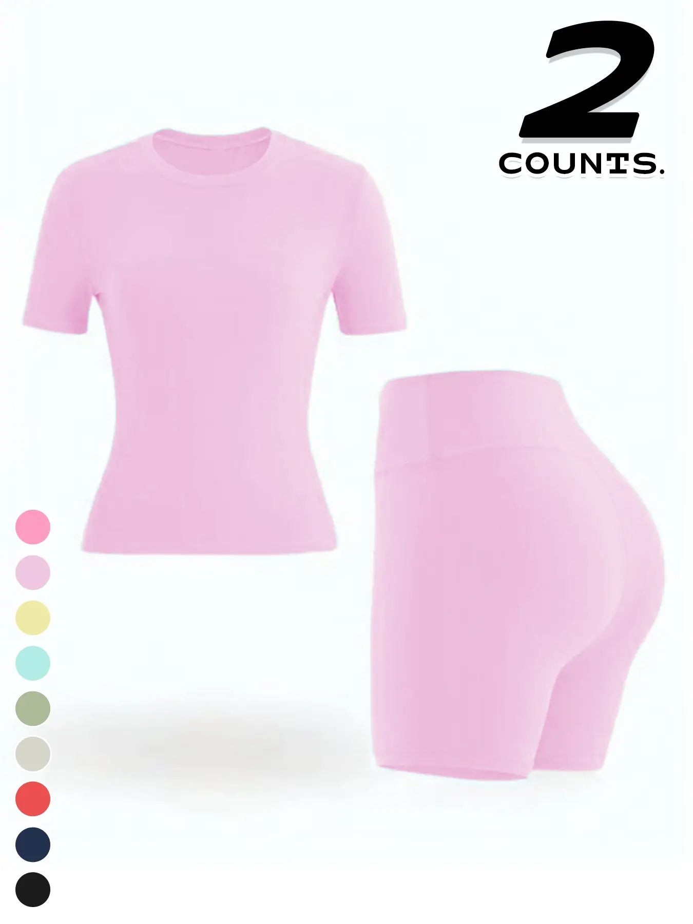 New Women'S Sportswear Set Short Sleeve Top + Shorts Combo, Activewear Clothing, Gym Clothes Workout, Gym Sets, Slim-Fitting Summer for Yoga, Gym, Outdoor Sports, Casual Wear