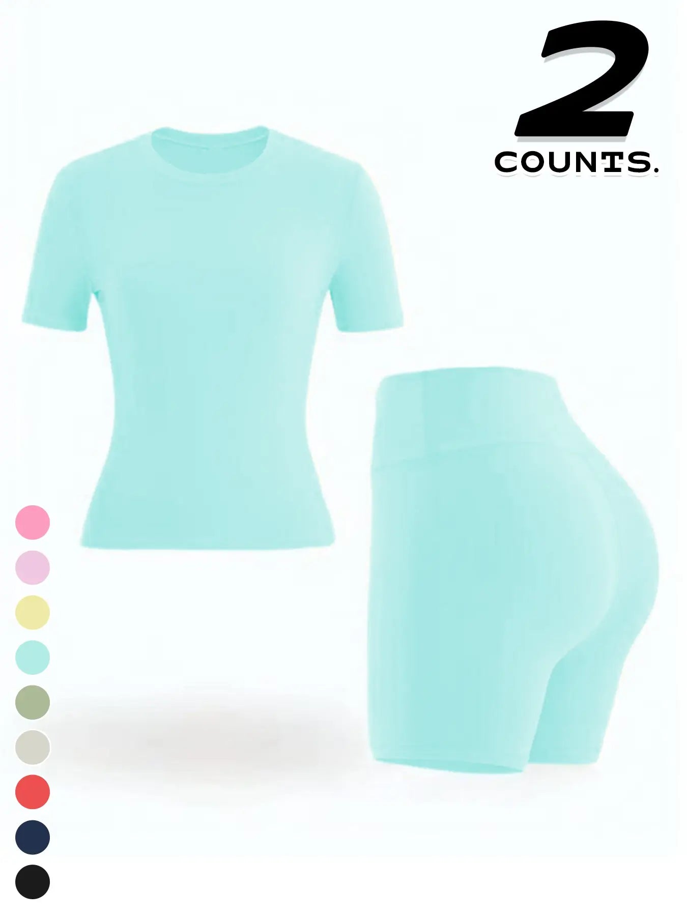 New Women'S Sportswear Set Short Sleeve Top + Shorts Combo, Activewear Clothing, Gym Clothes Workout, Gym Sets, Slim-Fitting Summer for Yoga, Gym, Outdoor Sports, Casual Wear