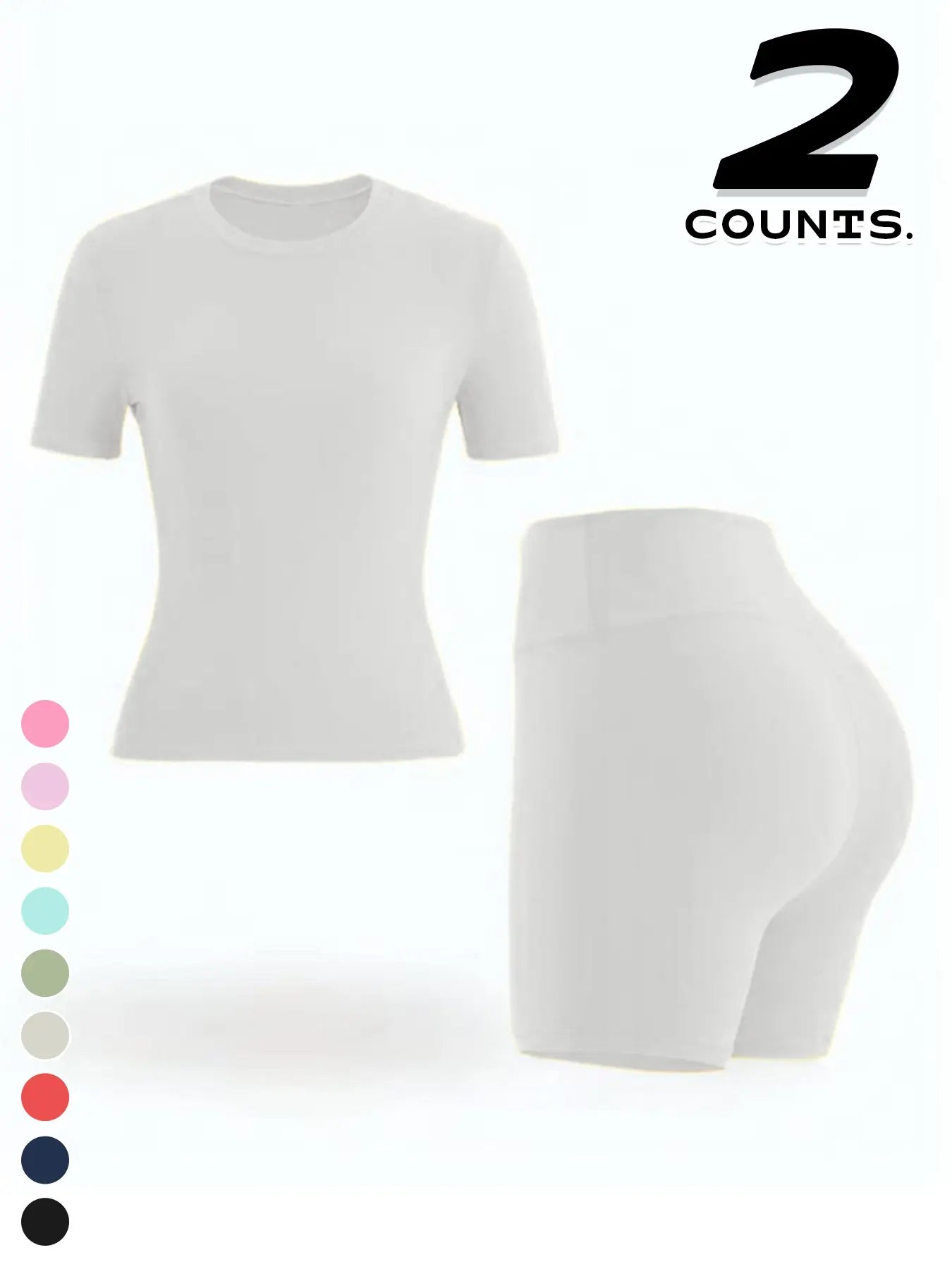 New Women'S Sportswear Set Short Sleeve Top + Shorts Combo, Activewear Clothing, Gym Clothes Workout, Gym Sets, Slim-Fitting Summer for Yoga, Gym, Outdoor Sports, Casual Wear