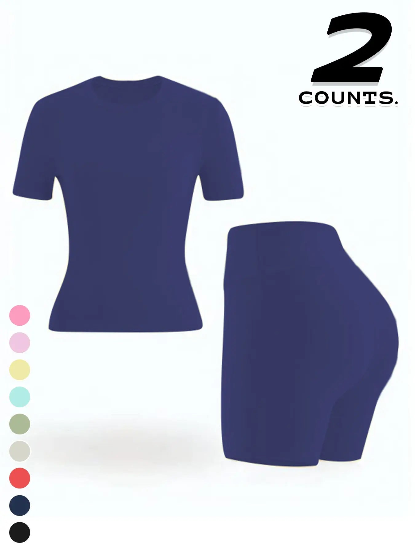 New Women'S Sportswear Set Short Sleeve Top + Shorts Combo, Activewear Clothing, Gym Clothes Workout, Gym Sets, Slim-Fitting Summer for Yoga, Gym, Outdoor Sports, Casual Wear