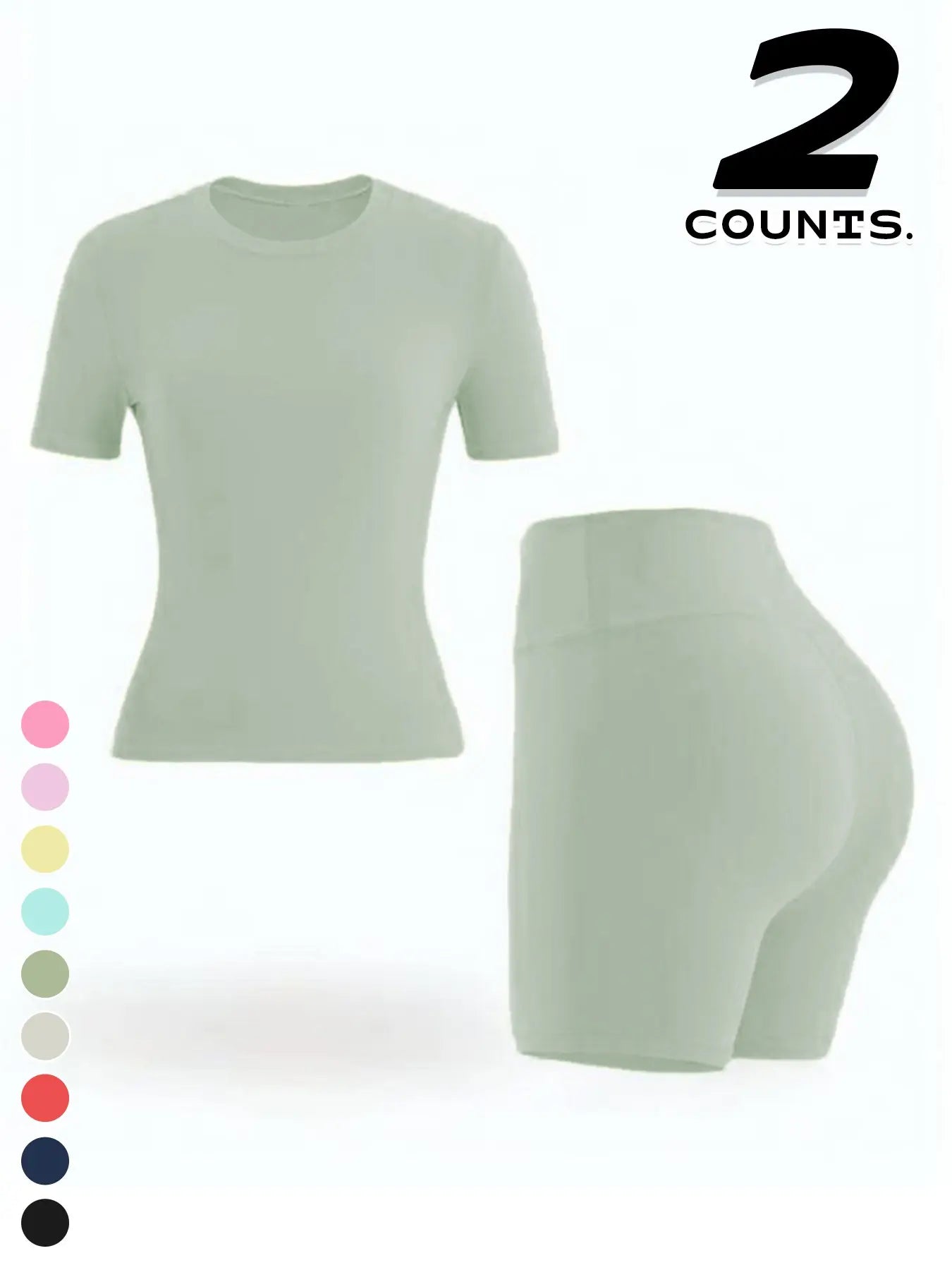 New Women'S Sportswear Set Short Sleeve Top + Shorts Combo, Activewear Clothing, Gym Clothes Workout, Gym Sets, Slim-Fitting Summer for Yoga, Gym, Outdoor Sports, Casual Wear